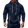 Men's Hoodie Sweatshirt Pocket Decoration Men's Full Zip Solid Color Sweatshirt