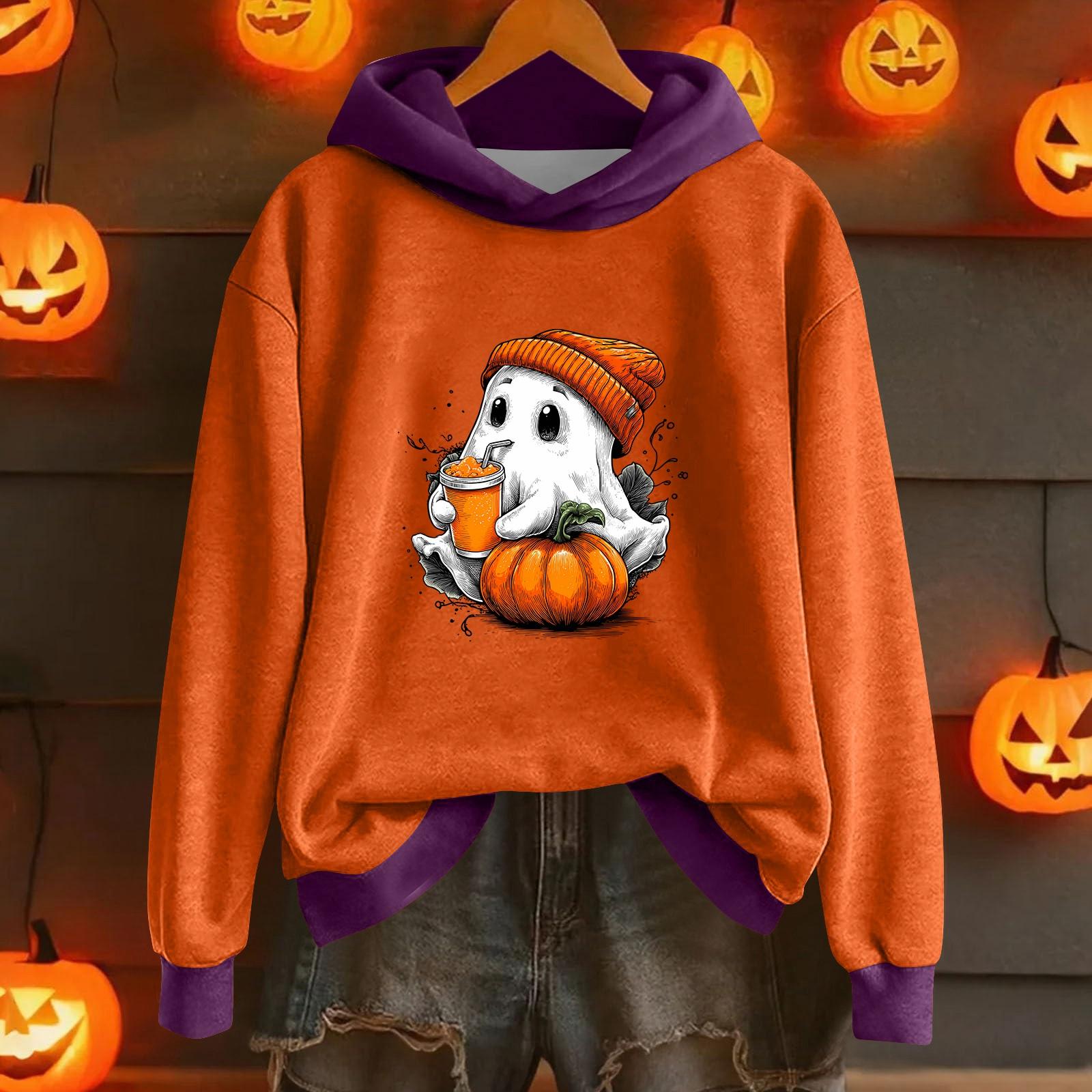 

Women s Fashion Lightweight Long Sleeve Pullover With Halloween Print Hoodie M