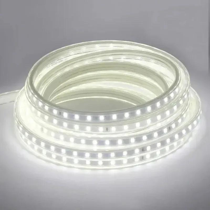 220V Led Strip 60Leds With Eu Plug Flexible Led Light Smd 5050 Waterproof Outdoor Lamp Led Tape Bright Kitchen Backlight Decor