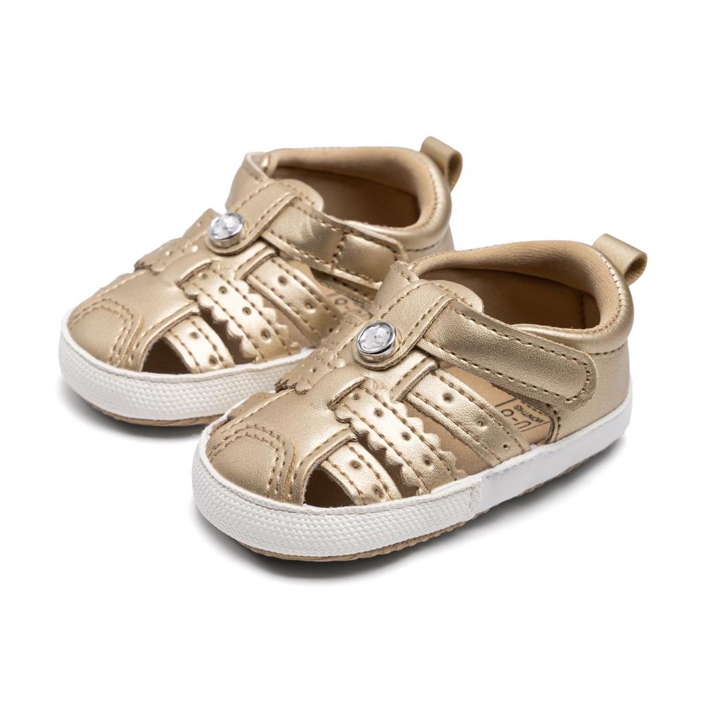 Infant Girls' Non-Slip Closed Toe Sandals (0-1 Year) with Soft Sole & Velcro