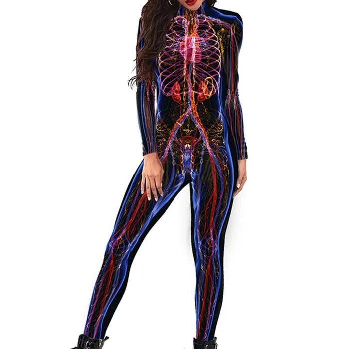 3D Digital Printing Stage Performance Costumes Adults Halloween Events Carnival Theme Party Cosplay Outfit Pretend Game Jumpsuit