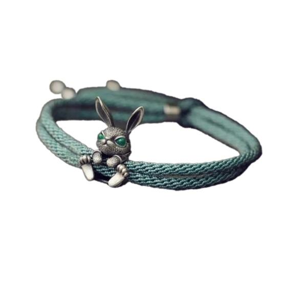 Adjustable Rope Chain Bracelet Bunny Decor Easter Bracelet Easy to Wear Bracelet Animal Lucky Jewelry Accessory