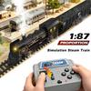1:87 RC Trem a Vapor 2.4G Controle Remoto de Simulação Trilha de Spray Trem Elétrico Conjunto Ferroviário Brinquedo Ferroviário para Crianças Presentes de Natal