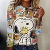 Fashion Women's T shirt  Snoopy printed Daily Sweatshirt Casual Long Sleeve Crew Neck Spring Fall sportswear
