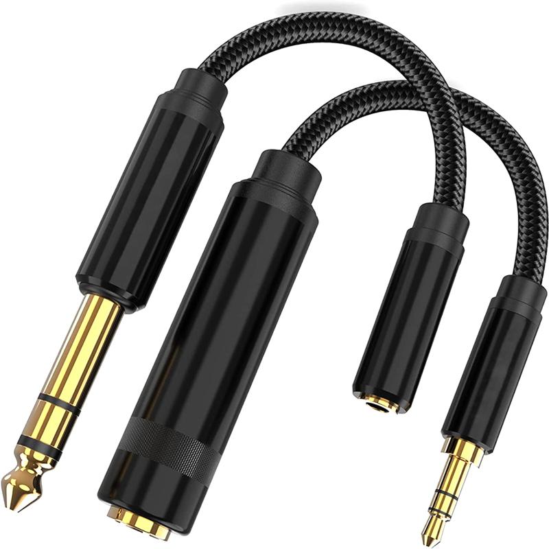 6.35mm To 3.5mm Audio Adapter, Gold Plated Screw-On Stereo Adapter For