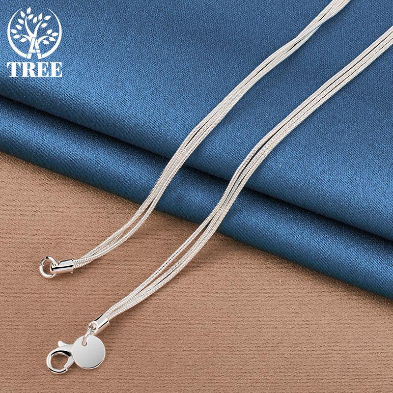 925 Sterling Silver 20 Inch Snake Chain Three Rose Flows Pendant Necklace Jewelry