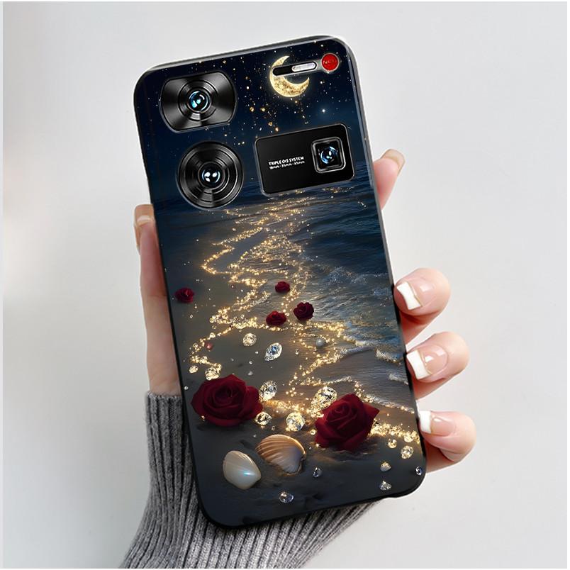 Case For ZTE Nubia Z60 Z70 Z70S Z50 Ultra Cute Love Heart Rabbit Matte Black Soft Silicone Cover For Nubia Z60Ultra Fundas Shell