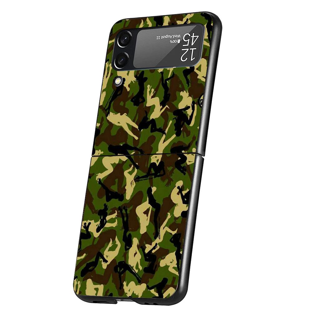 Camouflage Military Cover Phone Case For Samsung Galaxy Z Flip 7 6 5 4 3 5G Flip7 Flip6 Flip5 Flip4 Flip3 Black Fundas Shell Gal