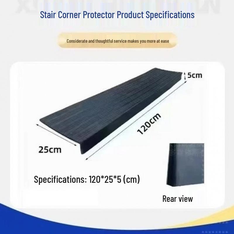 1.2m Rubber Stair Tread Mat - Corner Protector & Anti-Slip Construction Grid