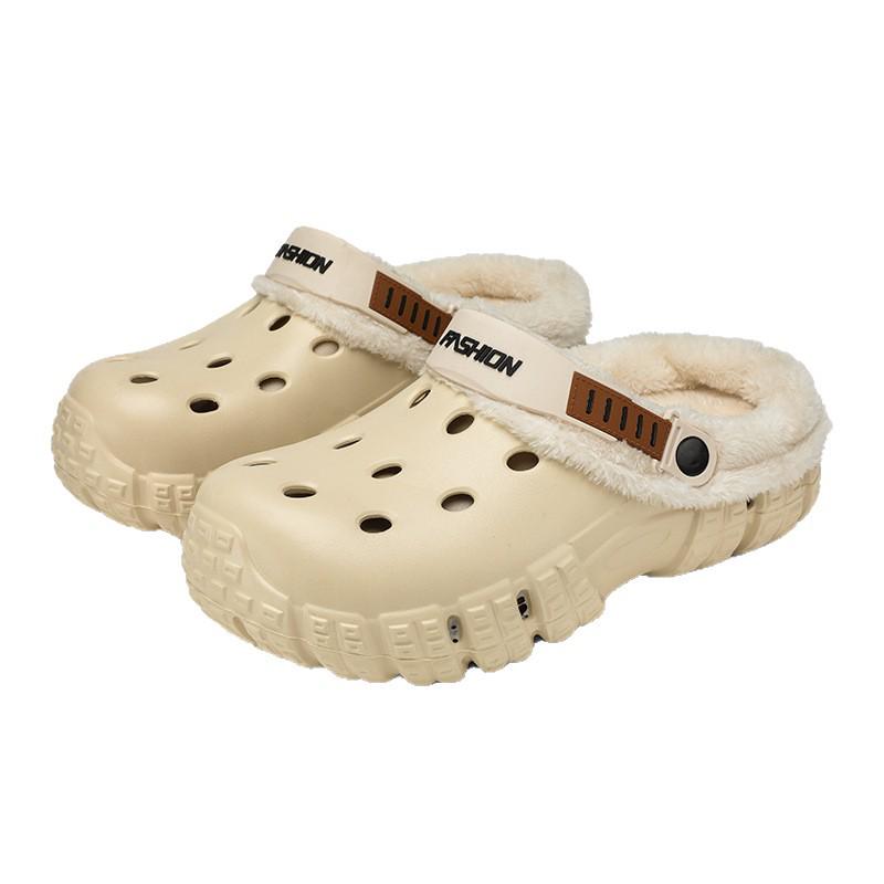 Herre Vinter Fleeceforede Tøfler med Lukket Tå: Tykk, Varm og Komfortabel for Utendørs Bruk