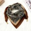 Magnetic buckle cotton and linen small square scarf silk scarf women's spring and autumn versatile neck protection scarf triangular scarf new warm sca