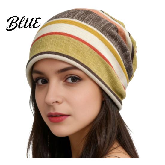 Versatile Lazy Style Hair Tie Women's Geometry Print Slouchy Hat Casual Soft Stretch Skull Colorful Geometric Pattern Hat Cap Warm Cancer