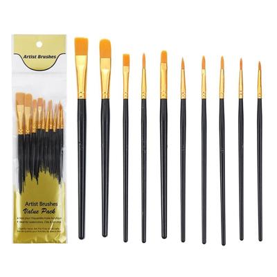 10 Peças/conjunto Pincéis de Nylon para Pintura a Óleo Pincel para Pintura Desenho Material de Arte Conjunto de Pincéis para Artista