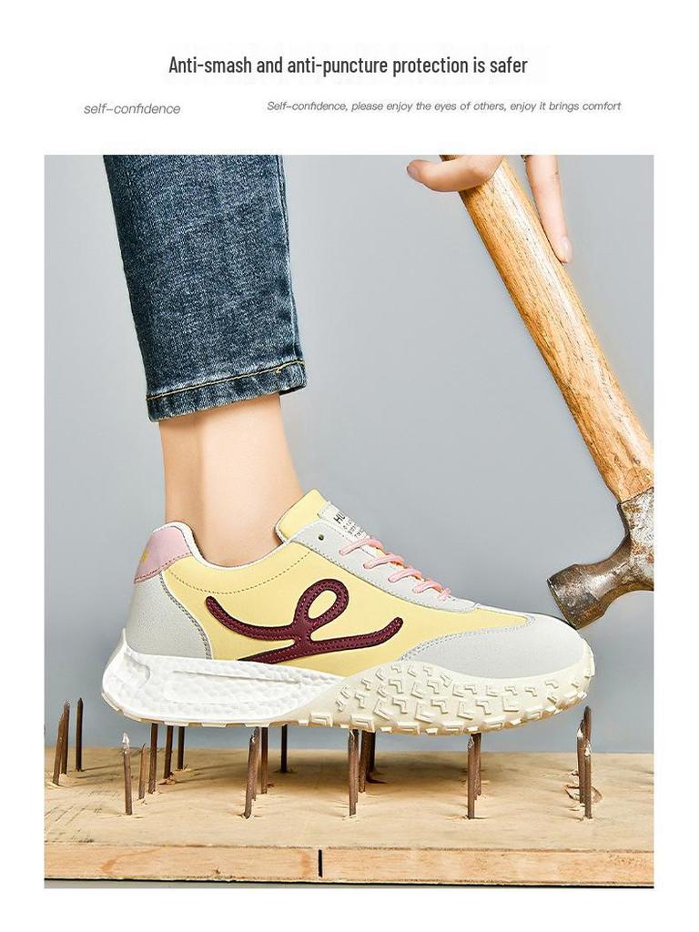 Damen Leichtgewichtige Arbeitsschuhe mit Stahlkappe - Atmungsaktiv, Rutschfest, Stoßfest, Durchtrittsicher, für Herbst und Winter