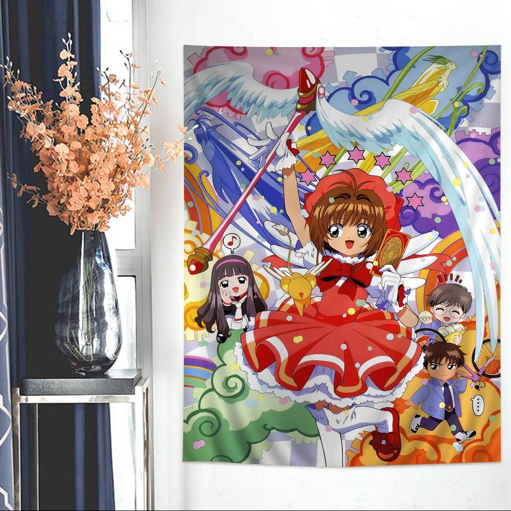 Japanese Anime CCardcaptor Sakura Anime Tapestry Hanging Tarot Hippie Wall Rugs Dorm Home Decor
