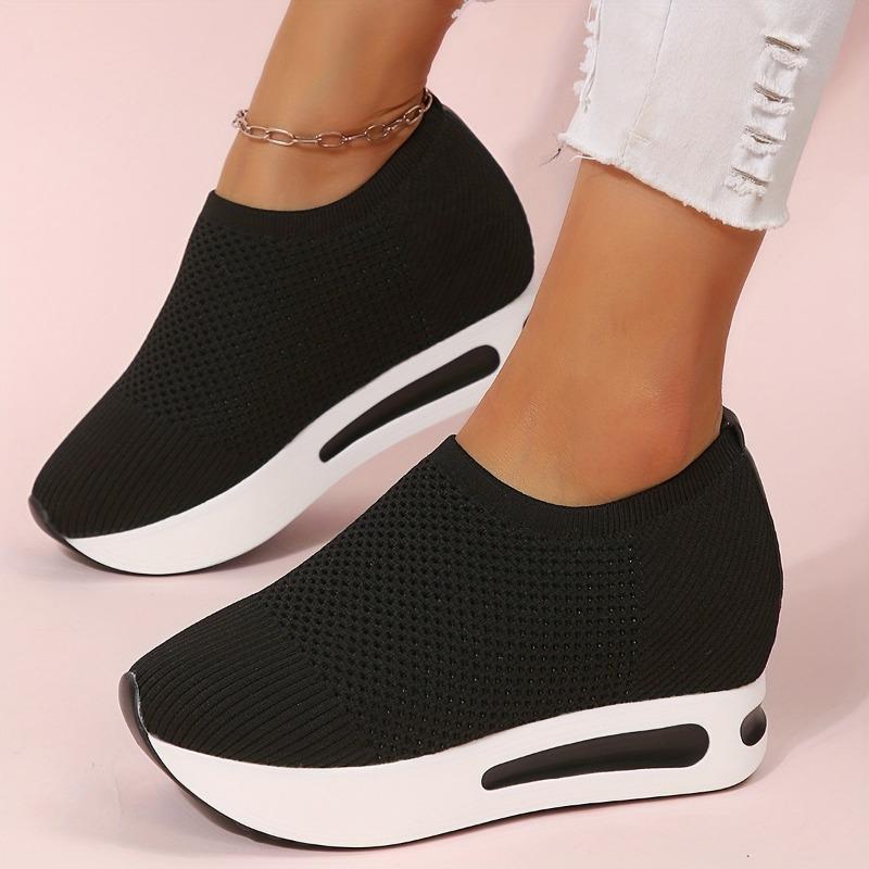 

Европейская и американская одинарная обувь 2024 Осень Новое издание Сетка Полая Повседневная Танкетка Толстая подошва Комплект Женская обувь 44 чёрный