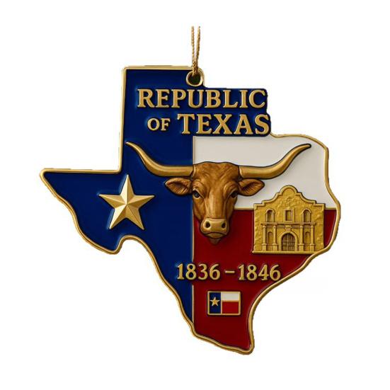 Republic of Texas Ornament 1836 to 1846 Alloy Decorative Pendant Commemorative Keepsake Gift for Texas Residents History Lovers