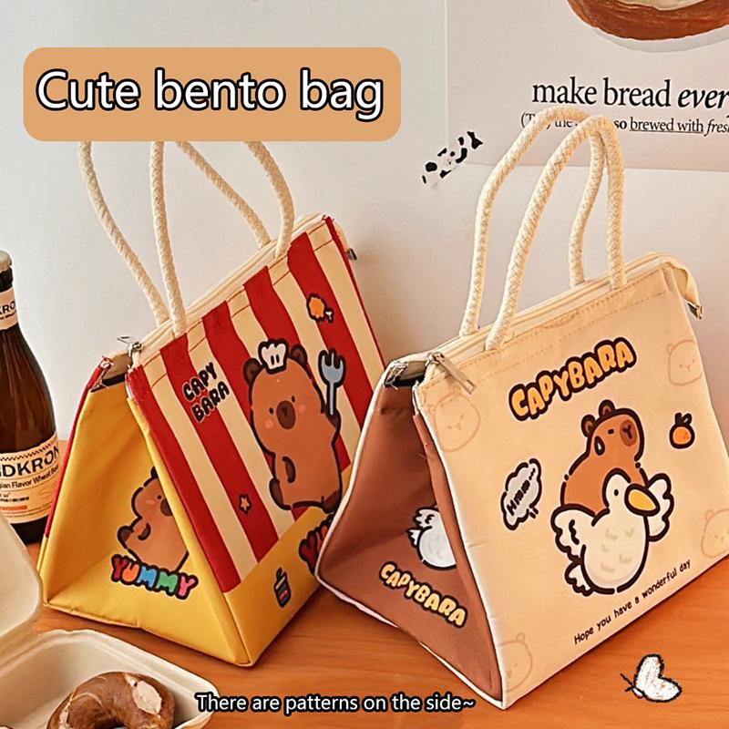 Kawaii Kreslená Kapybara Taška na Oběd Izolovaná Nákupní Taška Taška na Bento Obědové Tašky Pro Ženy Dívky Přenosná Termotaška Dárky