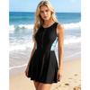 Charmleaks Womens One Piece Swim Dress Athletic Swimsuits Modest Bathing Suit Zip Up Swimdress
