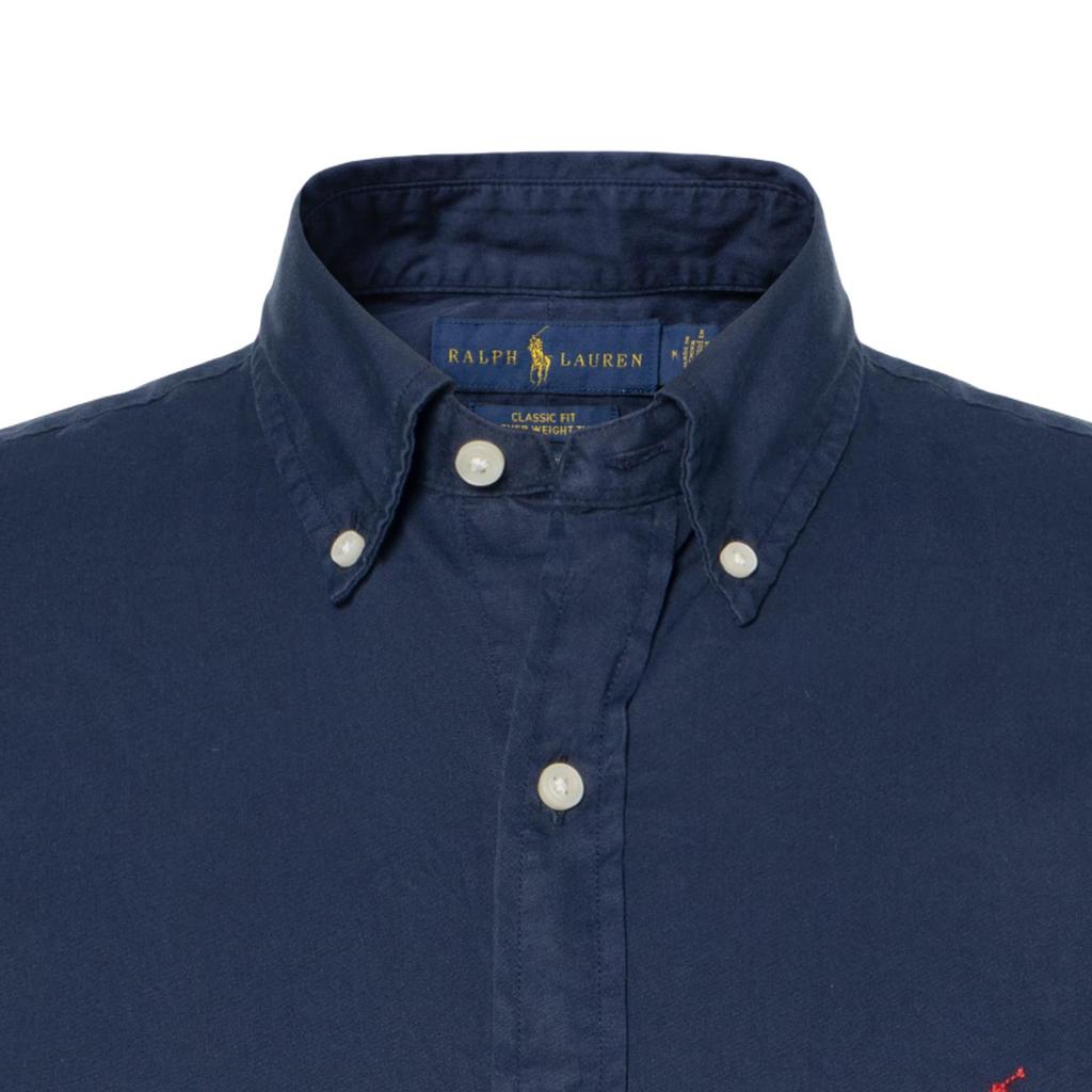 Polo Ralph Lauren Logo Pointed Collar Single-Breasted Short Sleeve Shirt Men shirts Navy-Blue 710914495-006