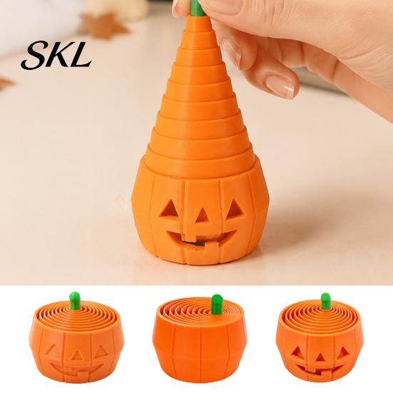 Halloween Stress Relievers 3D Printed Pumpkin Fidget Toy, Retractable Spiral Relief Creative Desk Ornaments Ornament, Flexible PLA Sensory Figurine
