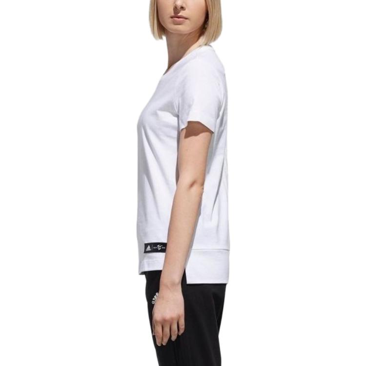 Adidas Logo Label Round Neck Short Sleeve T-Shirt Women T-Shirts White EA2099