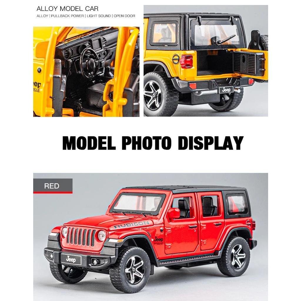 1/32 Jeeps Wrangler Rubicon Vehicle Model Car Toy High Simulation Sound and Light Off-road Alloy Collection Toy Car for Children