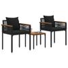 Outdoor Furniture Set with Cushions Black Poly Rattan