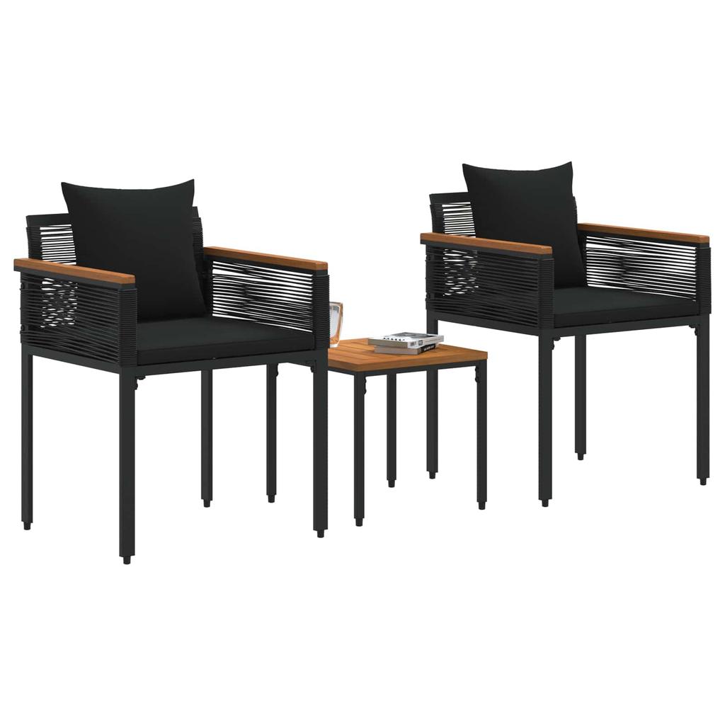 Outdoor Furniture Set with Cushions Black Poly Rattan