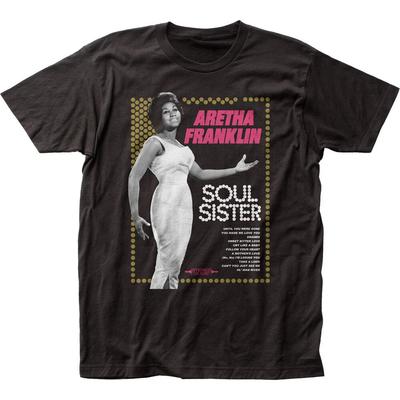 Aretha Franklin Soul Sister Herren T-Shirt Musik Kurzarm-T-Shirt Brandneu Schwarz