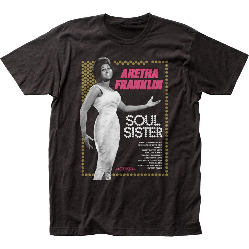 Aretha Franklin Soul Sister Mens T Shirt Music Short Sleeve Tee Brand New Black