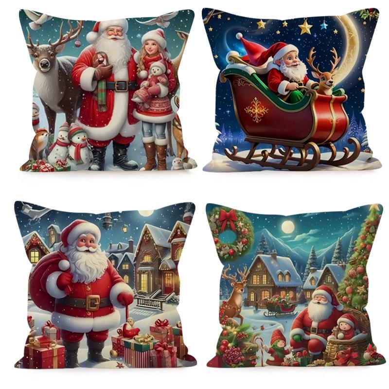 Santa Claus Christmas Pillowcase - Holiday Cushion Cover for Sofa & Lumbar Support