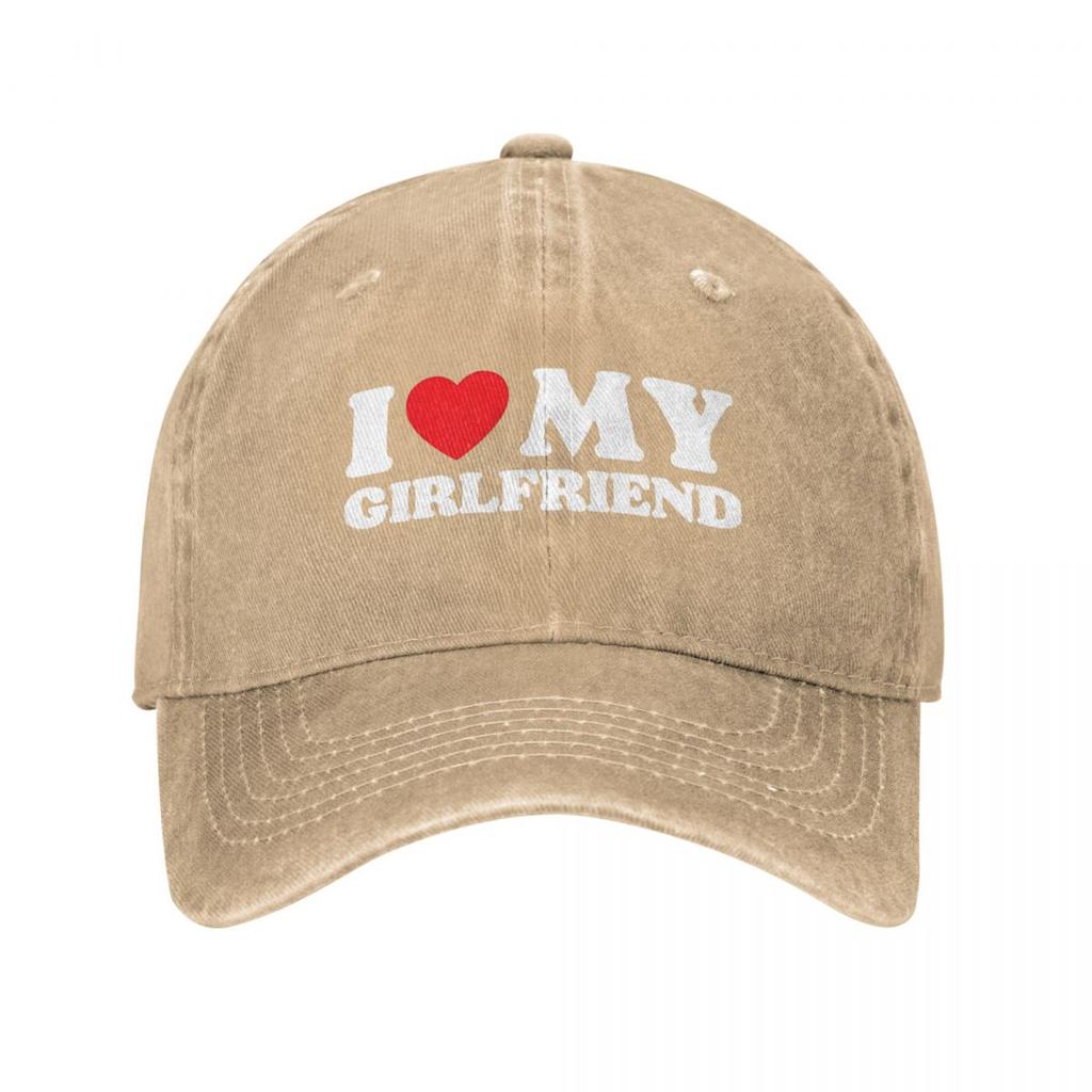 Vintage I Love My Girlfriend Baseball Caps for Unisex Women Distressed Washed Sun Cap Outdoor Running Golf Caps Hat