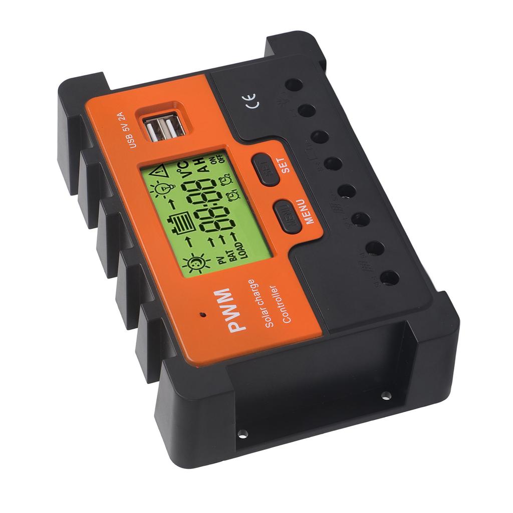 Regolatore Solare PWM 50A 12V 24V 48V Selezione Manuale Carica a 3 Stadi Regolatore di Carica Solare con 2 USB per Camper 5V