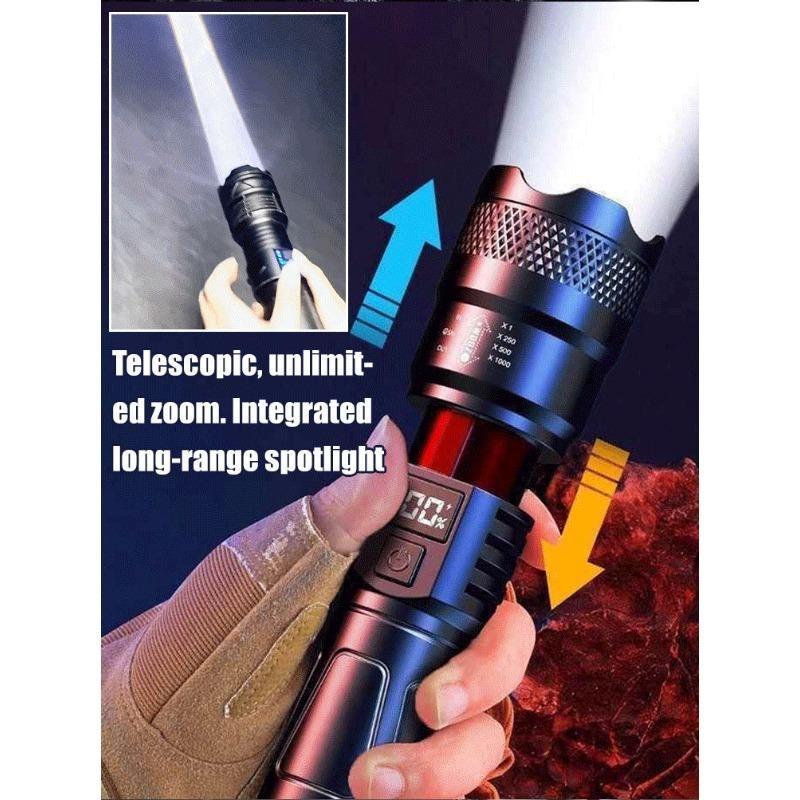 High Power LED 18650 Battery Flashlight Waterproof Camping Hiking Emergency Survival Lamp USB Rechargeable High Power Telescopic Zoom Flashlights