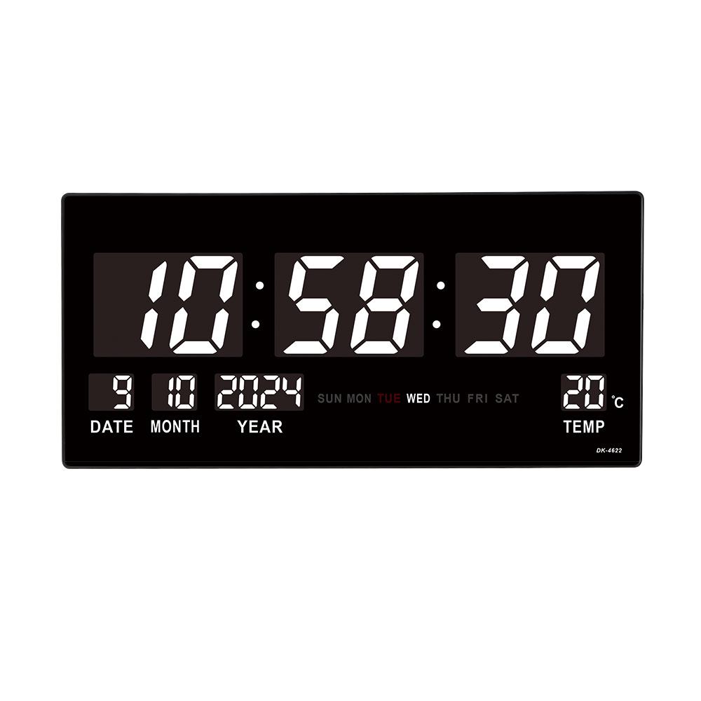 Large LED Wall Clock - English Display with Plug-in Feature for Living Room