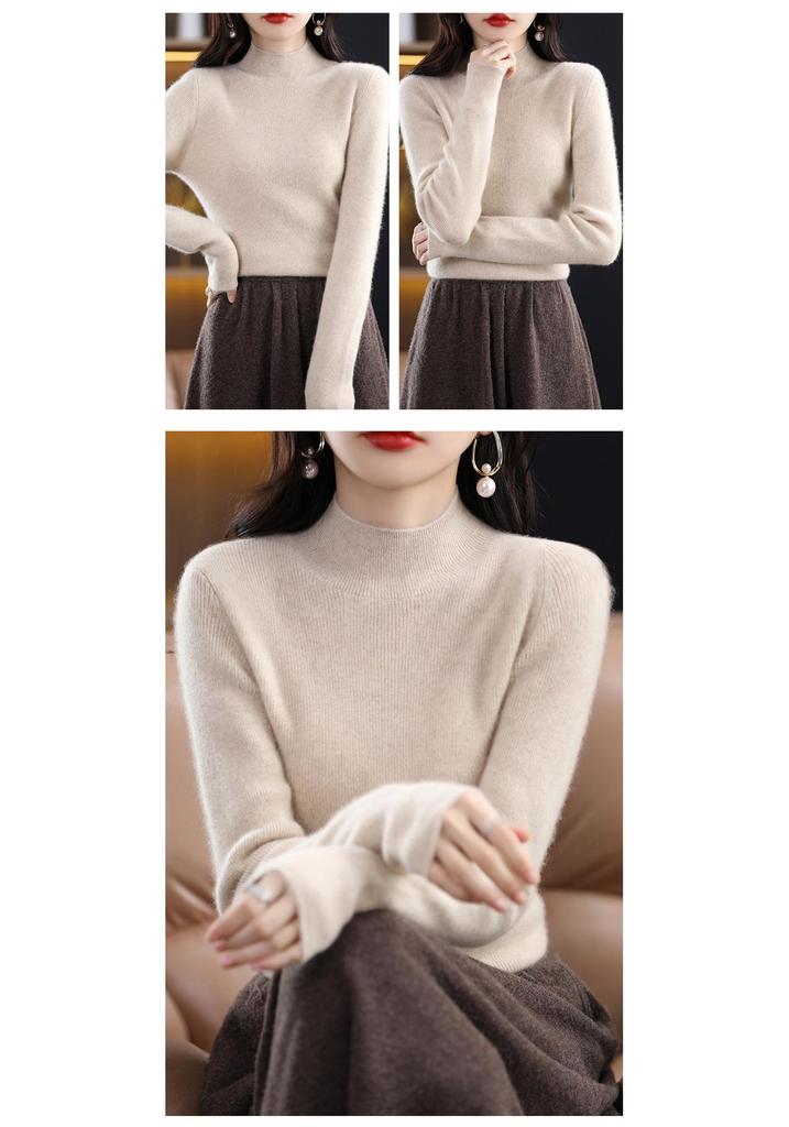 Siping Stitch Women's Half-High Collar Sweater: Autumn/Winter Slimming Knitwear