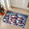 Christmas Snowman Candle Gift Box Winter Doormat, Non-Slip Machine Washable Polyester Rug for Indoor Outdoor Holiday Decor