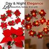 Farmhouse Style Festive Door Decor Christmas Poinsettia Garland with Light 78/118 Inch Lighted Artificial Flower Velvet Wreath String Light