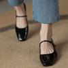 2025 spring red patent leather square head light mouth thick low heel French retro word with Mary Jane single shoes women