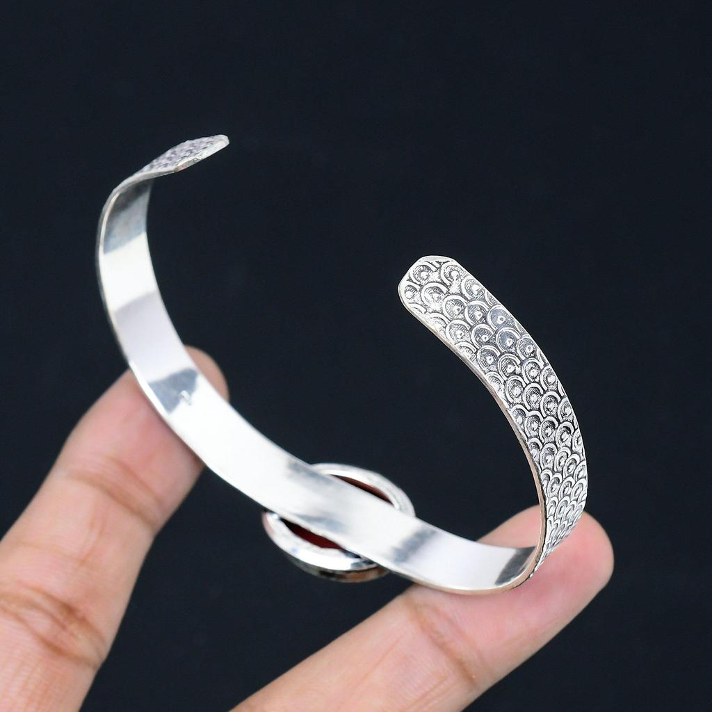 Italian Coral Gemstone Sterling Silver Engagement Anniversary New Bangle Jewelry