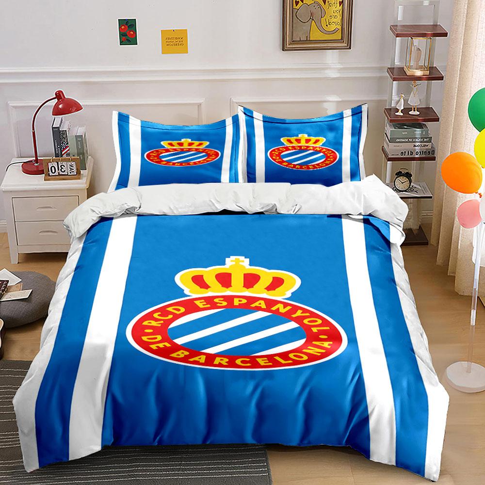 Kroņa un RCD Espanyol logotips. Gultasveļas