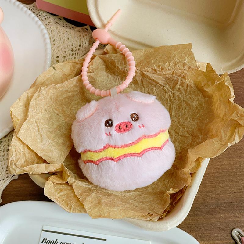 Cute Cartoon Little Pig Baozi Doll Plush Pendant Keychain Kawaii Animal Plush Pig Backpack Decoration Pendant Accessories Gift