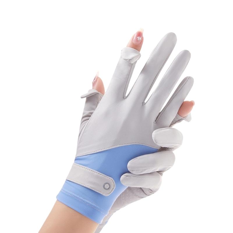 

Outdoor Sun Protections Gloves Ice Silk Driving Cycling Gloves Nonslip Lady Thin Bicycles Riding Gloves Enduring серый/синий