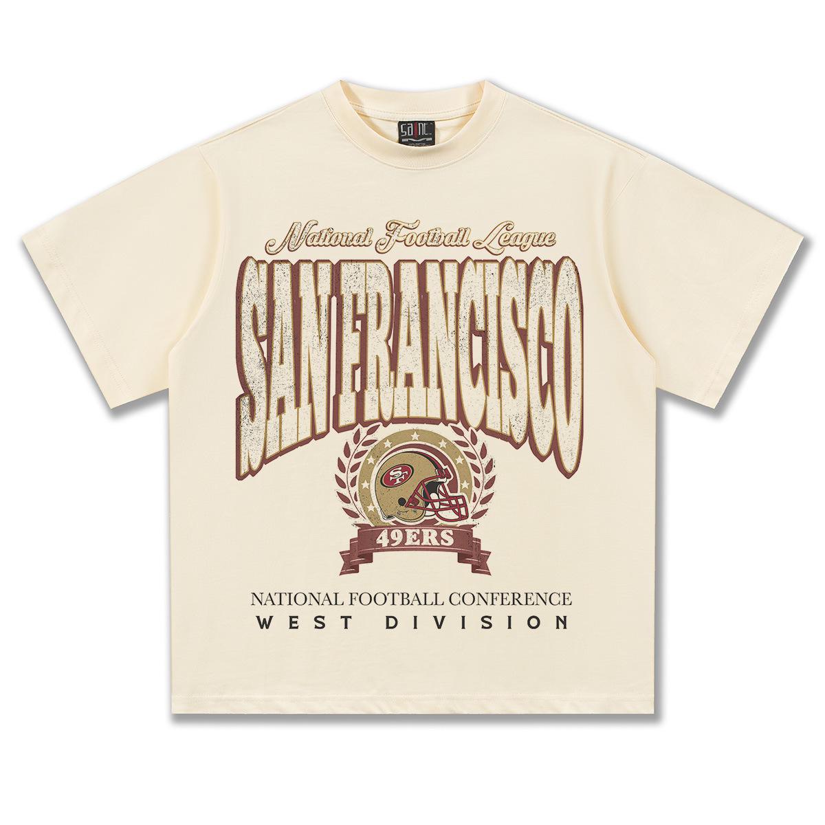 

Хлопковая футболка в стиле ретро НФЛ Весна/Лето 2025 с прямой печатью по ткани XXL