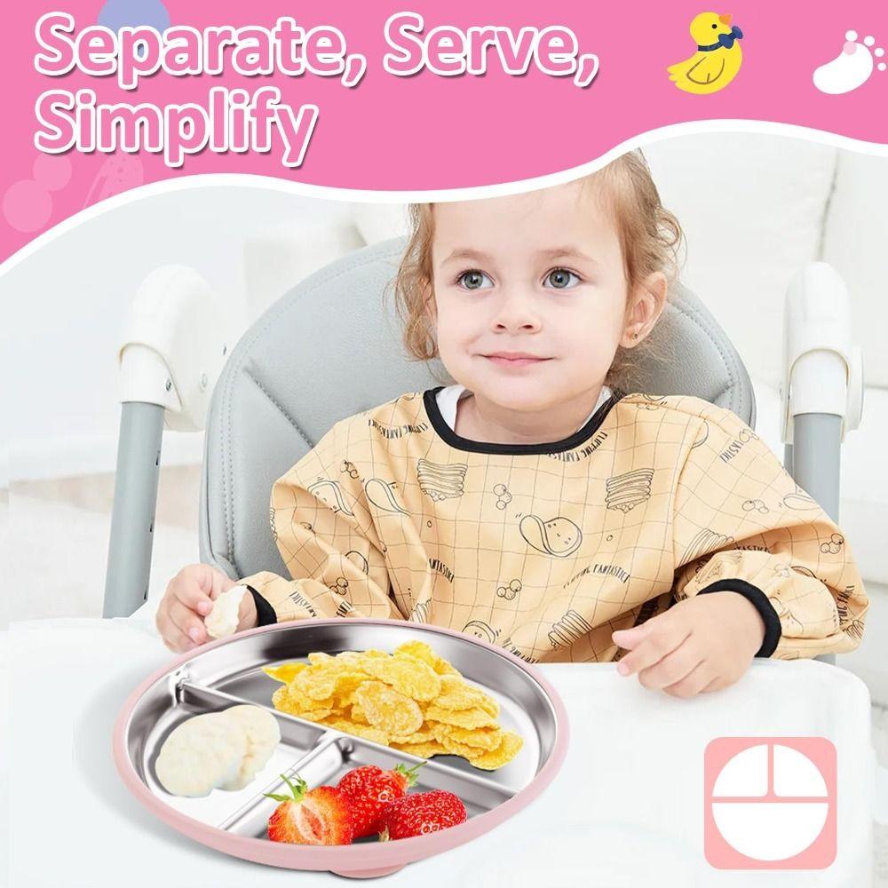 Divided Design Baby Sucker Dining Plate Silicone Suction Cup Kids Feeding Bowls Dinnerware