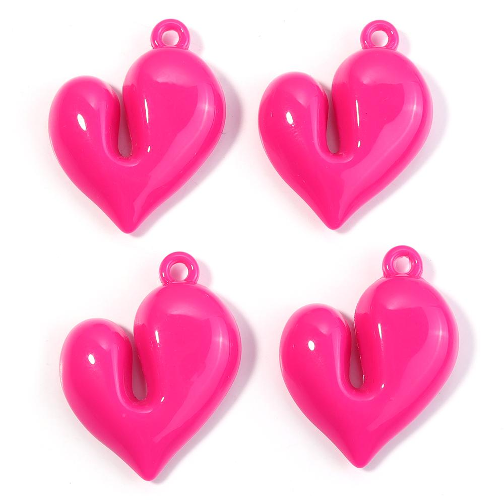 4Pcs Irregular Heart Shape Acrylic Beads Charms Colorful Pendant Loose Beads For DIY Bracelet Necklace KeyChain Jewelry Findings