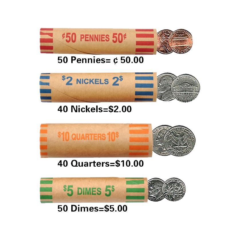 5/10Sets Assorted Color-Coded Coin Wrappers Preformed Coin Wrappers Rolls High Quality Material Kraft Paper Coin Wrapping Tubes