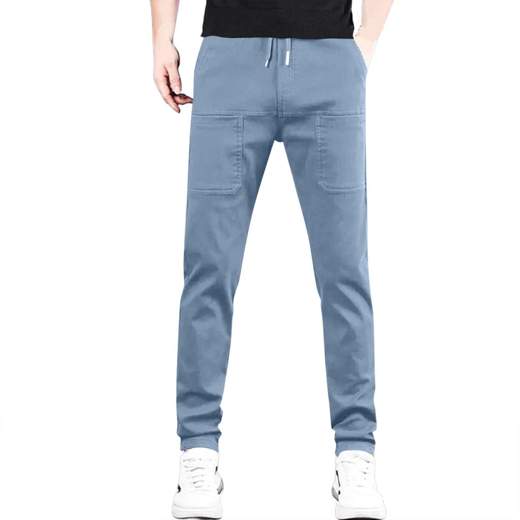 Men's Stretchy, Quick-drying Athletic Pants With Drawstring Waist, Casual Long Trousers, And Six Pocket Design, Suitable For Hiking.