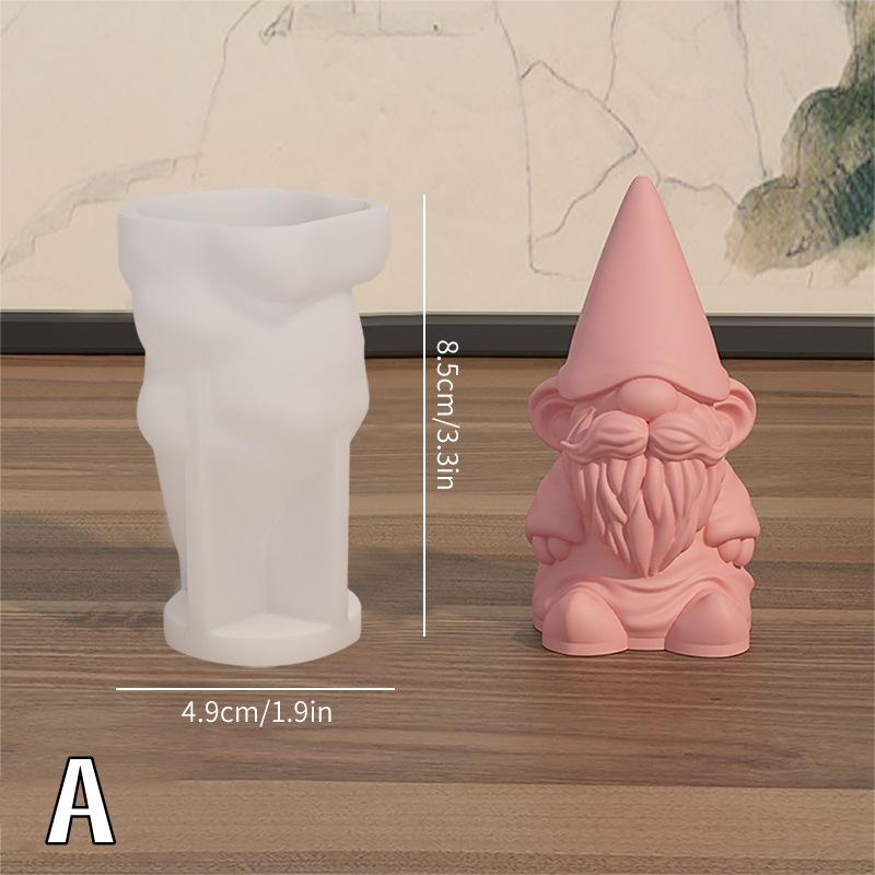 New 4/1PC Christmas Dwarf Candle Silicone Mold 3D Santa Claus Plaster Resin Molds Soap Ice Baking Tools Home Decoration Gifts